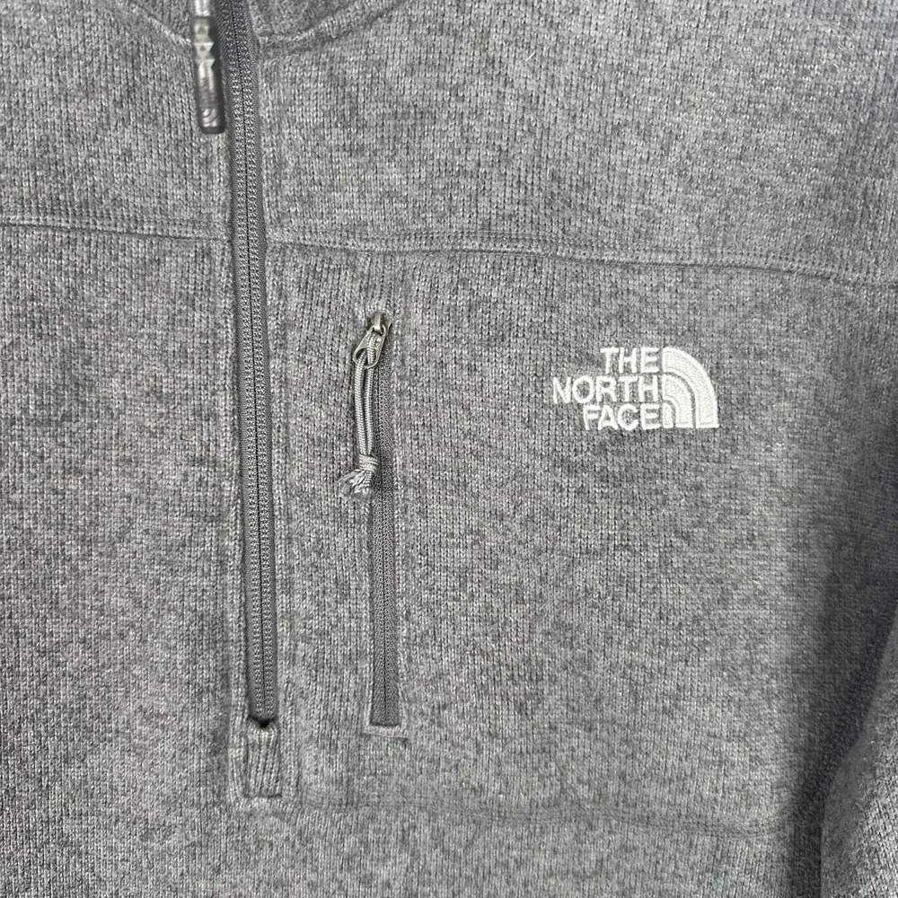 The North Face Mens L Gray‎ Sweater Fleece 1/4 Zip Pullover Jacket Outdoor